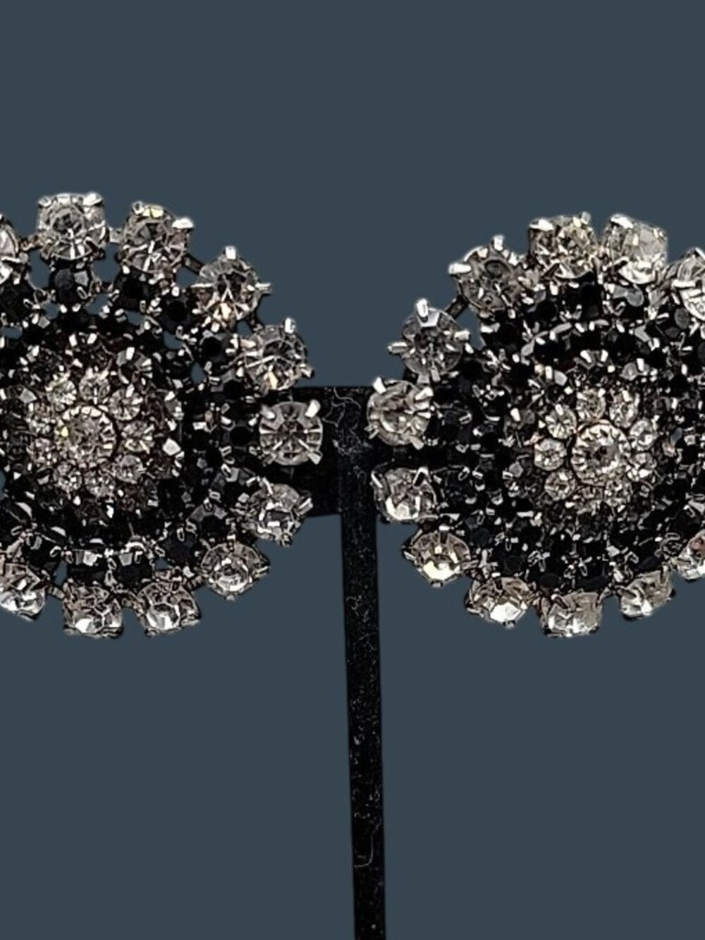 Vintage Mistar Bijoux Oversized Runway Style Prong Set Rhinestone Discs Clip-on